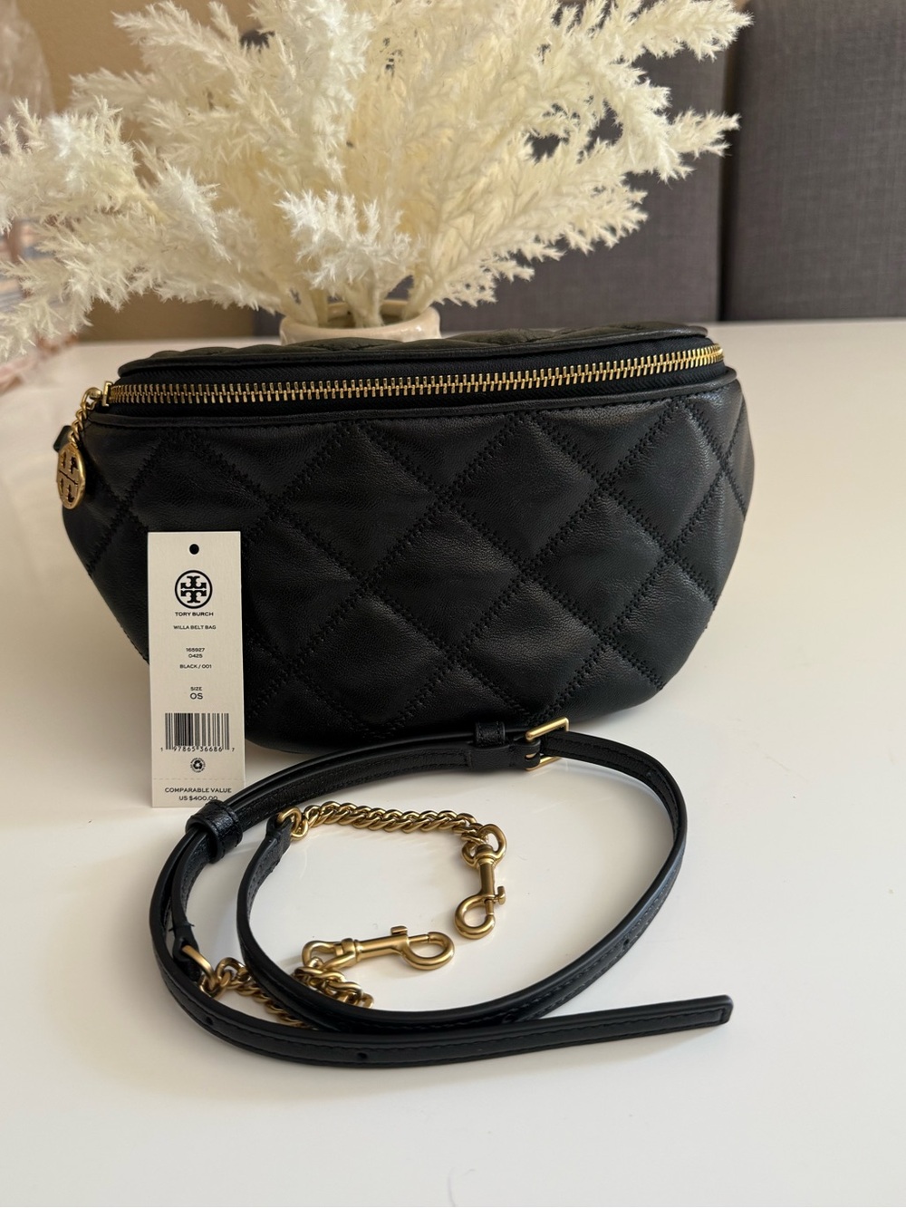 NWT Tory Burch Willa Belt Bag Leather Fanny Pack Crossbody in Black - Picture 4 of 14